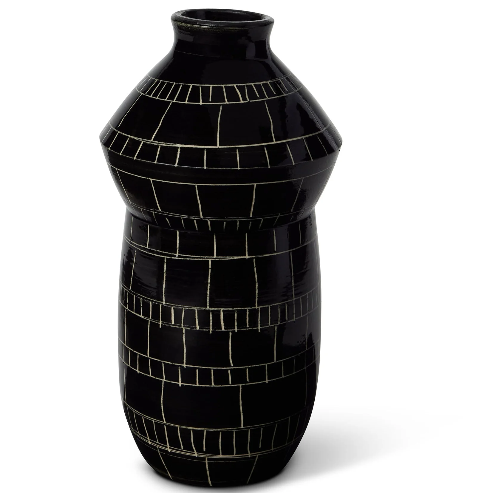 BLACK ON WHITE SCRAFFITTO-8" SCULPTURE