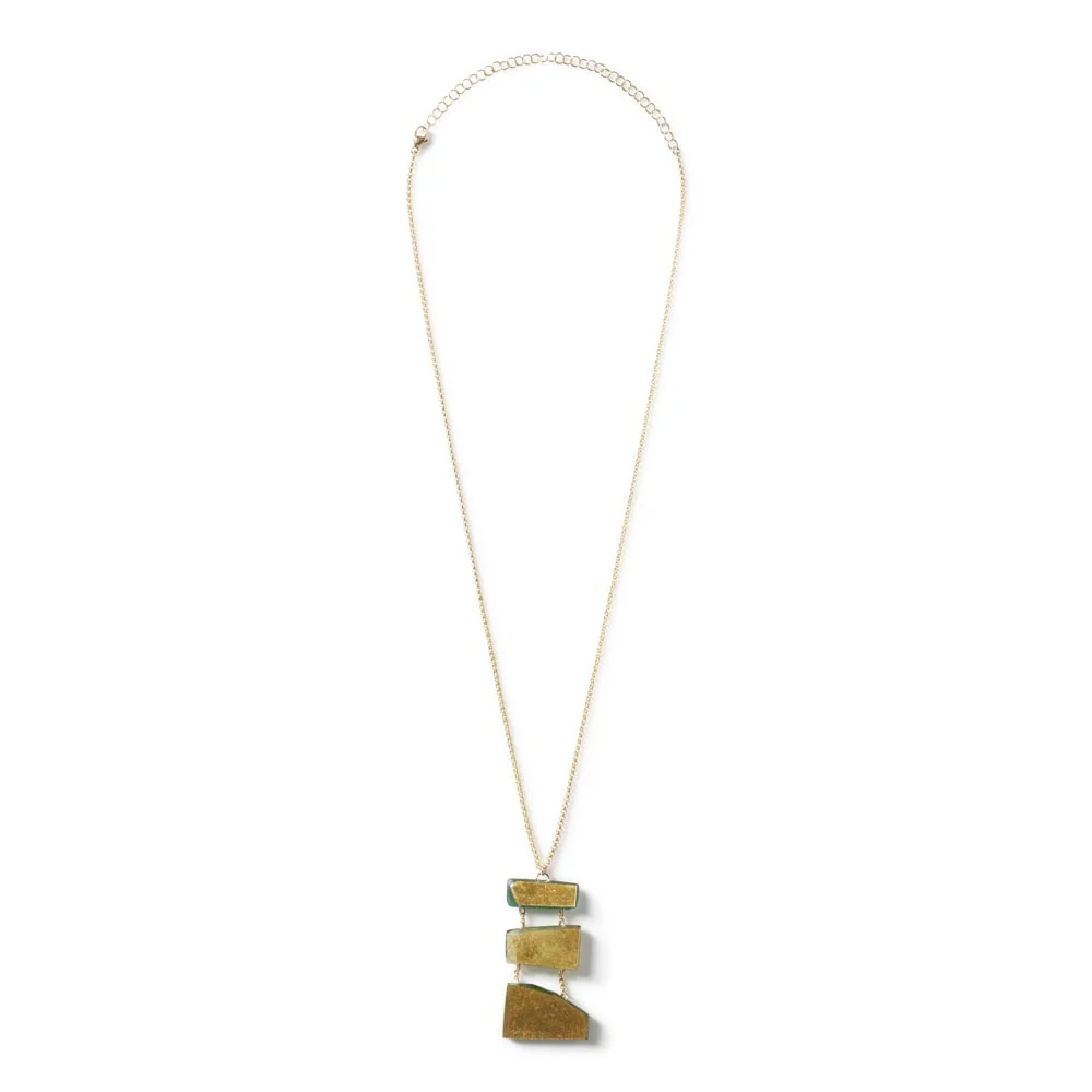 BROKEN PLATES RECTANGLE SHARDS DROP NECKLACE - Image 2